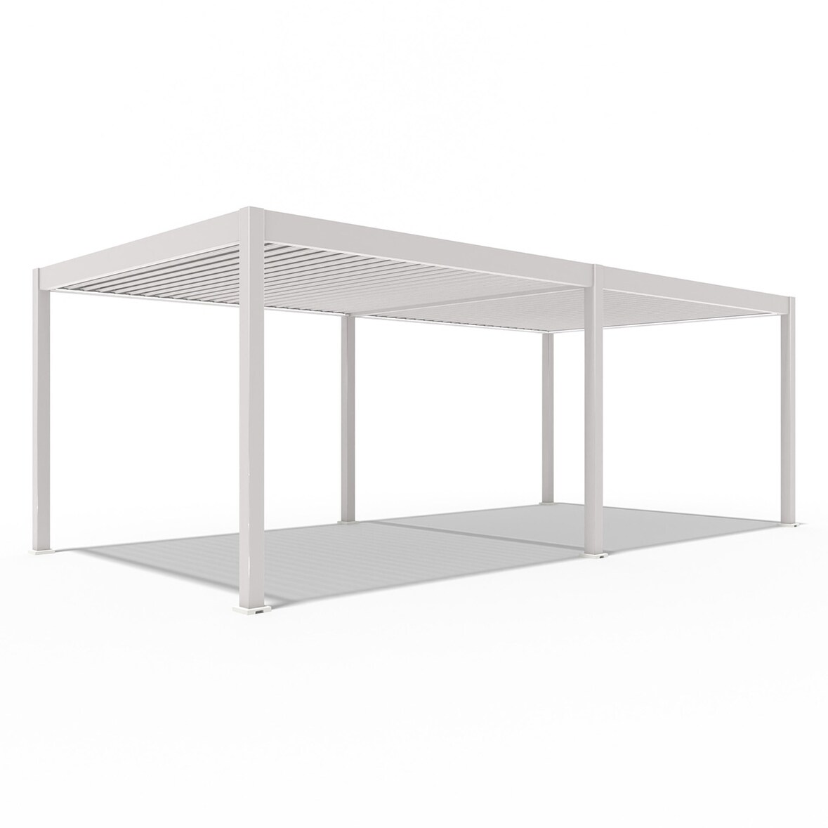 Weide E-Deluxe | elektrische Pergola mit LED | Voll Aluminium | 3,6 x 7,2 M | motorisiertes Lamellendach Ivory Sand