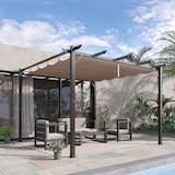 thumbnail of Outsunny Pérgola de Aluminio Gazebo Cenador 3x3m para Jardín Patio o Terraza con Techo Retráctil Tela Poliéster Resistente a Agua y UV