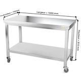 thumbnail of Table de travail en inox 1600 x 700 mm sur roulettes / GOLDINOX
