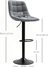 thumbnail of Barhocker 2er-Set Polyester Dunkelgrau, 63-84 cm, 360° drehbar