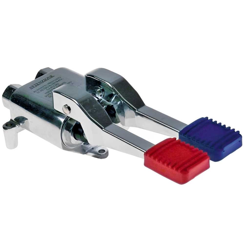 Grifo de pedal doble industrial con montaje en suelo para agua fría y caliente para hosteleria. Griferia para cocina profesional de bar y restaurante.