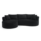 thumbnail of Ecksofa 3-Sitzer mit linker Chaiselongue Schwarz 76×264×168 cm Kordstoff mit Getränkehaltern Kissen Kompressionssofa