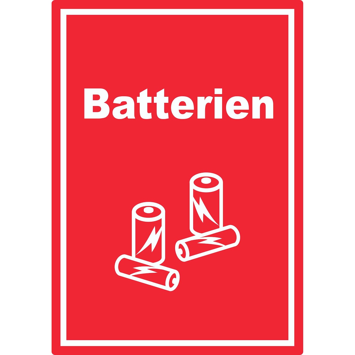 Batterien Mülltrennung Aufkleber Text Symbol AA AAA A1 (594x841mm)