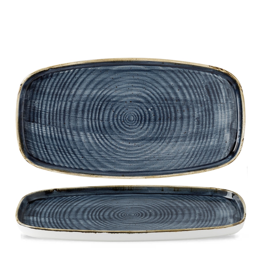 Churchill Super Vitrified Stonecast Blueberry Chefs' Walled Oblong Plate 30 x 15.4cm 11 3/4" x 6" H: 2cm, 6 Stück