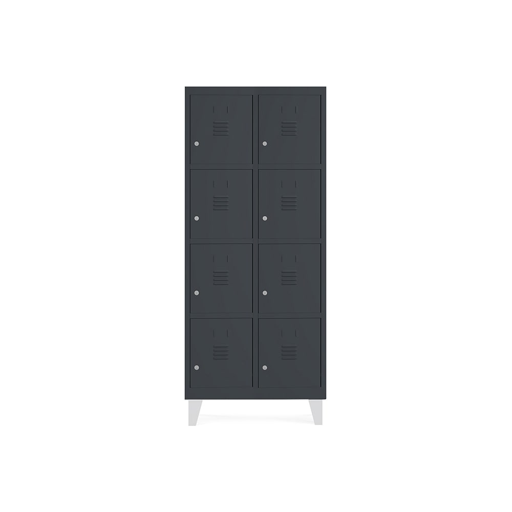 Cacifo soldado Rocada 40cm (400mm) 2 módulos 4 portas corpo preto ral9005 + portas pretas ral9005