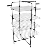 thumbnail of Stendibiancheria Da Pavimento Con Rotelle Stendino A Torre Verticale In Acciaio 4 Ripiani 2 Appendi Grucce Pieghevole 168.5x71x71 Cm Nero Opaco