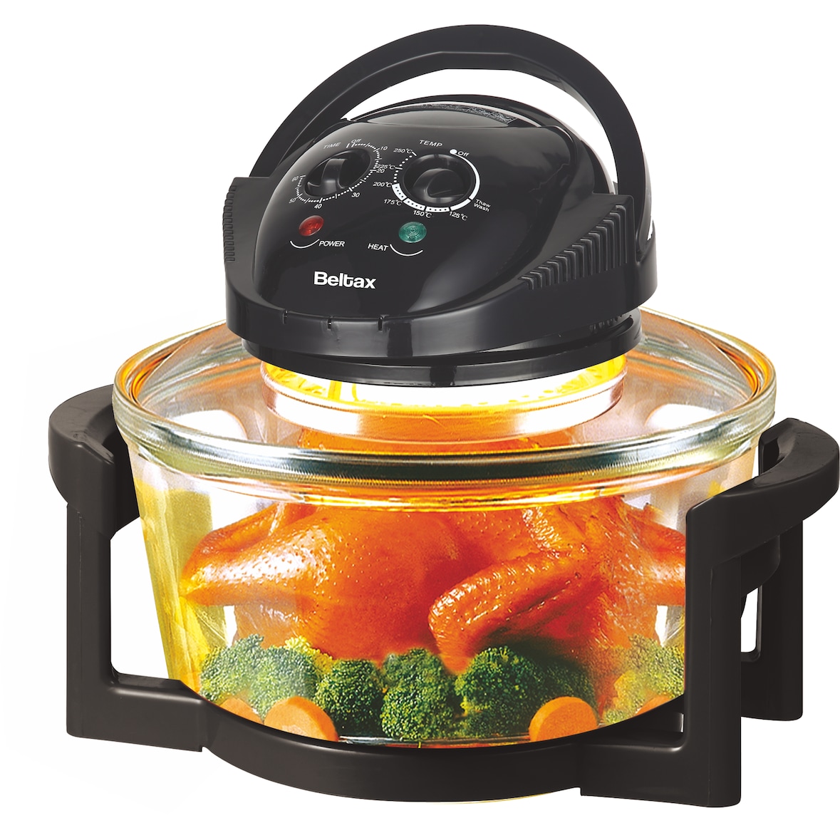 BELTAX Forno Halogéneo BHO-1001, Capacidade: 17L, Potência: 1400W, Taça em vidro temperado, Temporizador até 60 minutos
