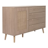 thumbnail of Sideboard HWC-M43, Schrank Kommode Highboard, Schubladen Staufach, Kubu Rattan Holz Melamin, Eiche-Optik