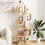 thumbnail of Estante em forma de S da COSTWAY, prateleira vertical feita de cubos de bambu, prateleira decorativa geométrica