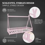 thumbnail of ML-Design Kinderbett Tipi 90 × 200 cm Rosa mit Rausfallschutz & Lattenrost – Kiefer massiv, Hausbett mit Zaun, Bodenbett/Spielbett