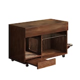 thumbnail of Merax Mobiler Katzentoiletten-Schrank auf Rollen, Kommode mit Stauraum, Sandauffangschale & Futternäpfen, 100x45.5x67cm, Nussbaum