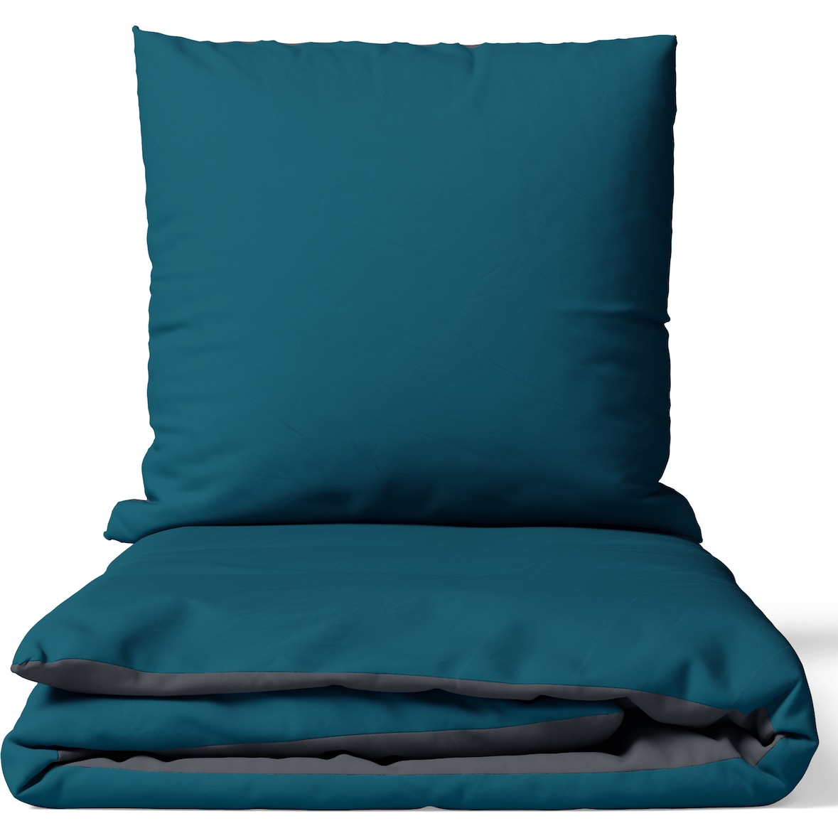 Satin Bettwäsche 135x200 cm 100% Baumwolle Petrol Luxus Set Uni Wendeseite Anthrazit Kissenbezug 80x80 cm Reißverschluss