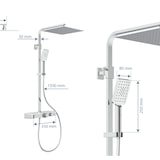 thumbnail of Duschsystem OCEAN, Edelstahl Regendusche mit Thermostat und Ablage, Handbrause mit 3 Funktionen, Duschbrause Chrom/Weiß