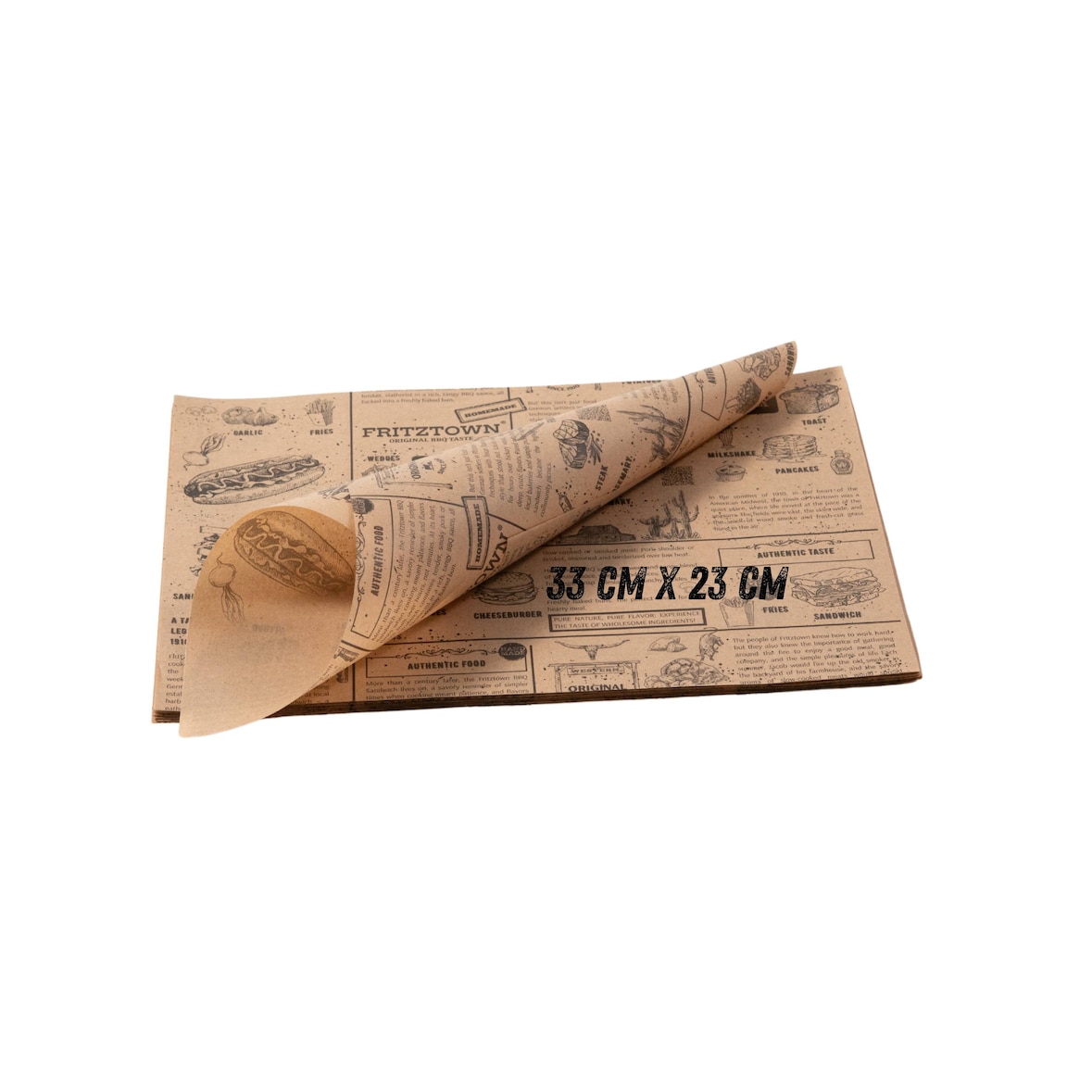 Einschlagpapier fettabweisend 33x23 cm Braun – 4000 Blatt | FRITZTOWN DELI Paper | Burgerpapier | Sandwichpapier  |  Verpackungspapier Lebensmittel