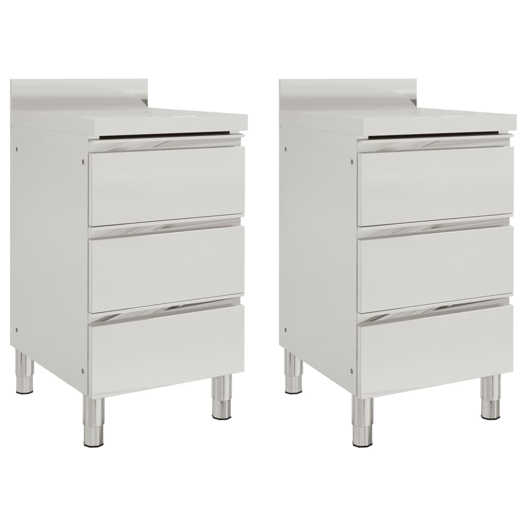 Armarios de cocina comercial 3 cajones acero inoxidable 2 uds