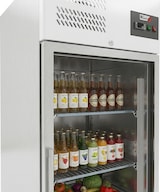 thumbnail of Romux® Kühlschrank mit 1 Türen Glastüren 74 cm mit Umluftkühlung | Gastro Kühlschrank aus Edelstahl mit 650 L Kapazität - 3 Einlegeböden und 270 W