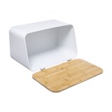 thumbnail of Boite à Pain avec Planche à Découper intégrée en Bambou et métal Blanc