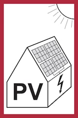 thumbnail of Feuerwehrschild, PV (für Solaranlagen) - DIN VDE 0100-712 (DGUV Information 203-052) - 100x150 mm Folie selbstklebend
