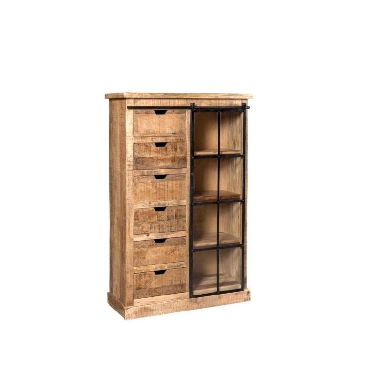 Vitrine Bureau em madeira maciça com 1 porta de correr - 100x40x152cm