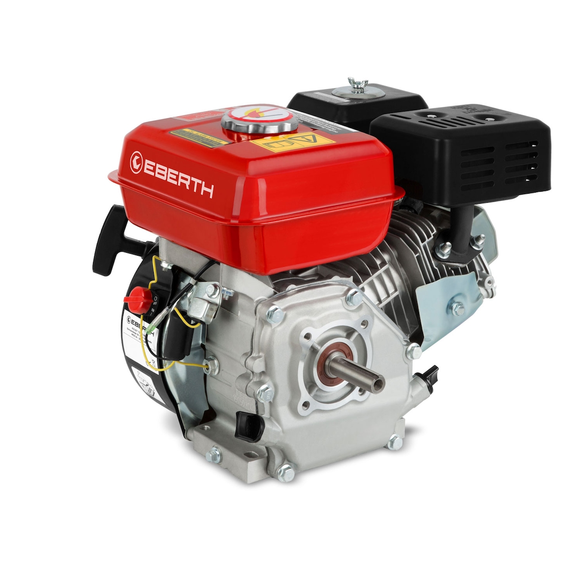 EBERTH 6,5 PS 4-Takt Benzinmotor 196 ccm, 19,05 mm Welle, Ölmangelsicherung, Seilzugstart, luftgekühlt