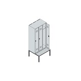 thumbnail of C+P Spind Classic PLUS, Buche untergebaute Sitzbank 3 Abteile, HxBxT 212x90x82cm, Zylinderschloss, Hellgrau/Resedagrün von PROREGAL