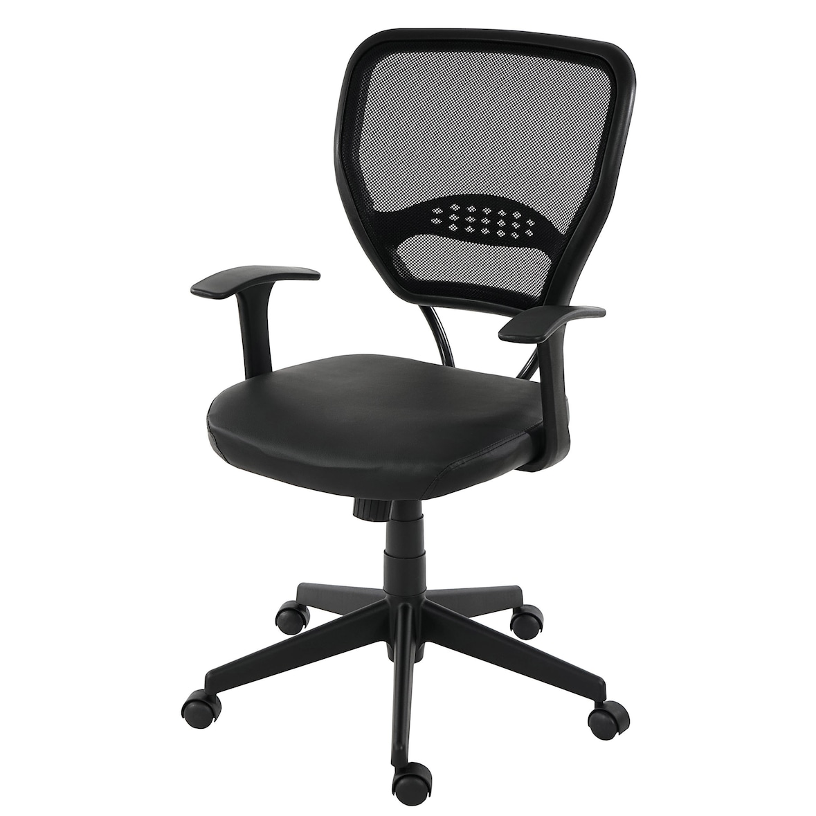 Profi-Bürostuhl Detroit | HxBxT 108x72x59 cm | Sitzhöhe 46cm | 150kg belastbar | Kunstleder | Schwarz mit Armlehnen | Chefsessel Drehstuhl