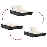 thumbnail of vidaXL Ligbed 2-persoons met kussens poly rattan zwart