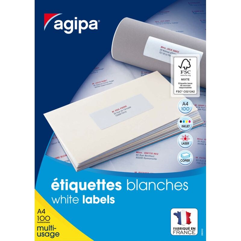agipa Universal-Etiketten, 105 x 35 mm, weiß, rechteckig