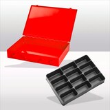 thumbnail of PROREGAL Stahlblechkästen mit Spannverschluss 12 Fächer | HxBxT 5x33x23cm | Verkehrsrot