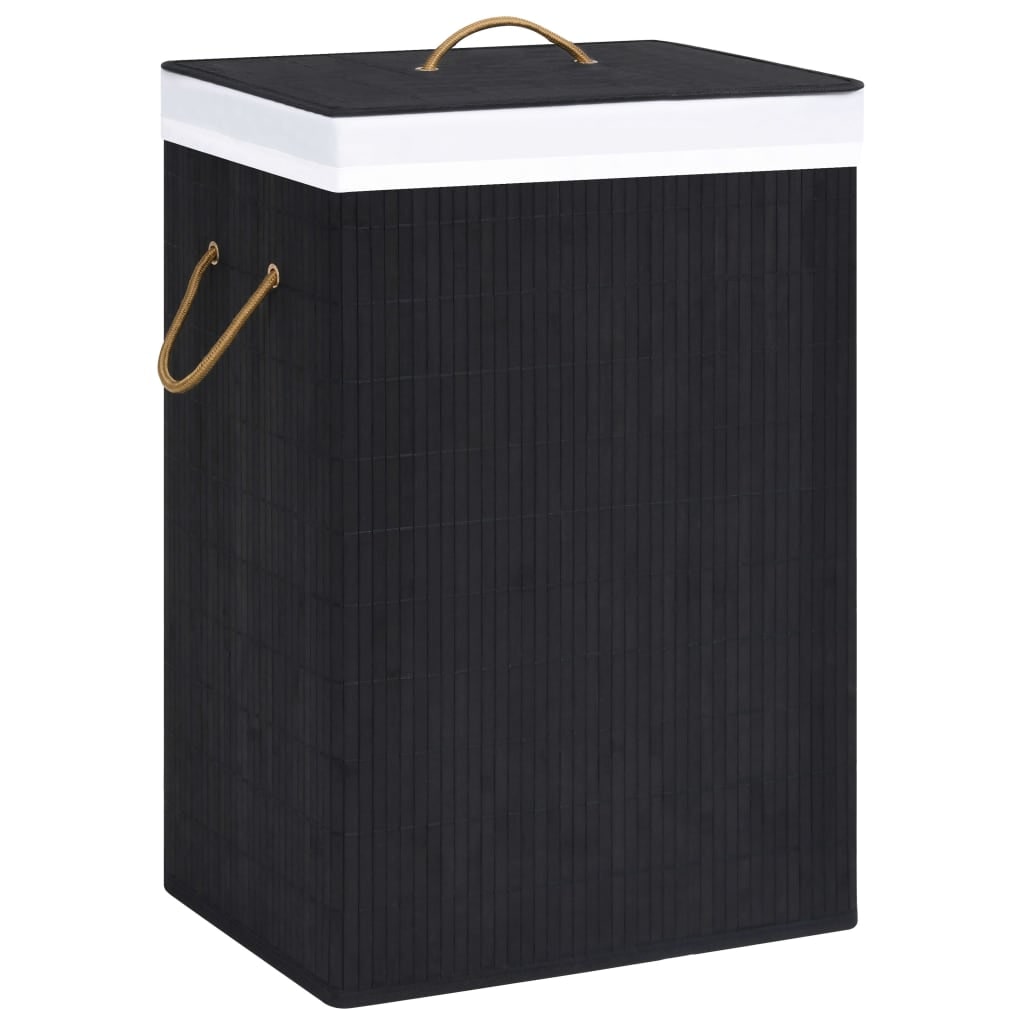 Helloshop26 - Cesto de roupa suja com uma única divisória 40 x 30 x 60 cm bambu preto 02_0006204