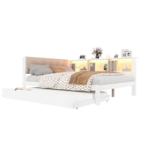 thumbnail of Daybett 140x200 Ausziehbett mit LED-Beleuchtung, USB-Anschluss, Stauraumregalen, Weiß, Lattenrost inklusive