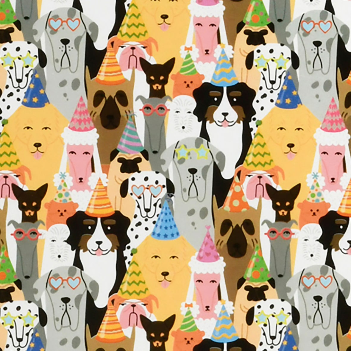 Geschenkpapier 70cm 2m Rolle Hunde mit Partyhüten Motiv Geschenk Papier Kindergeburtstag Geburtstag Tiermotiv Geschenkpapierrolle Packpapier Bunt