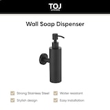 thumbnail of TOJ Living Dispensador de sabonete – 200 ml – aço inoxidável (inox) – preto mate – montagem na parede – doseador