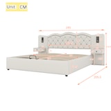 thumbnail of Gepolstertes Flachbett 180x200 mit hydraulischem Stauraum, USB-Ladeanschlüsse, Nachttische, modernes Design, komfortabel, Beige