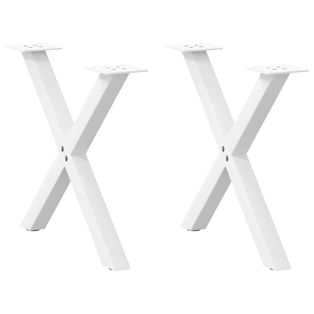 Pieds De Table Basse En Forme De X, 2 Pièces, Blanc, 60 X (42 43) Cm, Acier