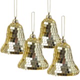 thumbnail of Weihnachtsbaumschmuck Glocken im Discokugel Look H: 8cm gold 4er Set
