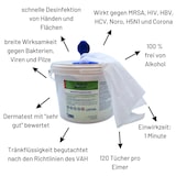 thumbnail of Medical Desinfektionstücher im Spendereimer, 120 Tücher., alkoholfrei, sofort einsatzbereite Tücher, ideal zur schnellen Flächendesinfektion