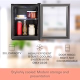 thumbnail of Brooklyn 32 Mini-Kühlschrank Glastür LED Ablage Schwarz