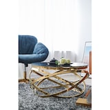 thumbnail of SalesFever Couchtisch Ø 80 cm rund | Sicherheitsglasplatte grau 8 mm | Gestell goldfarben, rostfreier Edelstahl | Grau / Gold