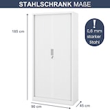 thumbnail of Aktenschrank abschließbar KETI - Rolladentüren, 5 Ebenen | Büroschrank aus Stahl Metallschrank Werkstatt Werkzeugschrank, 185x90x45cm Weiß
