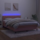thumbnail of vidaXL Boxspringbett mit Matratze & LED Rosa 140x200 cm Samt