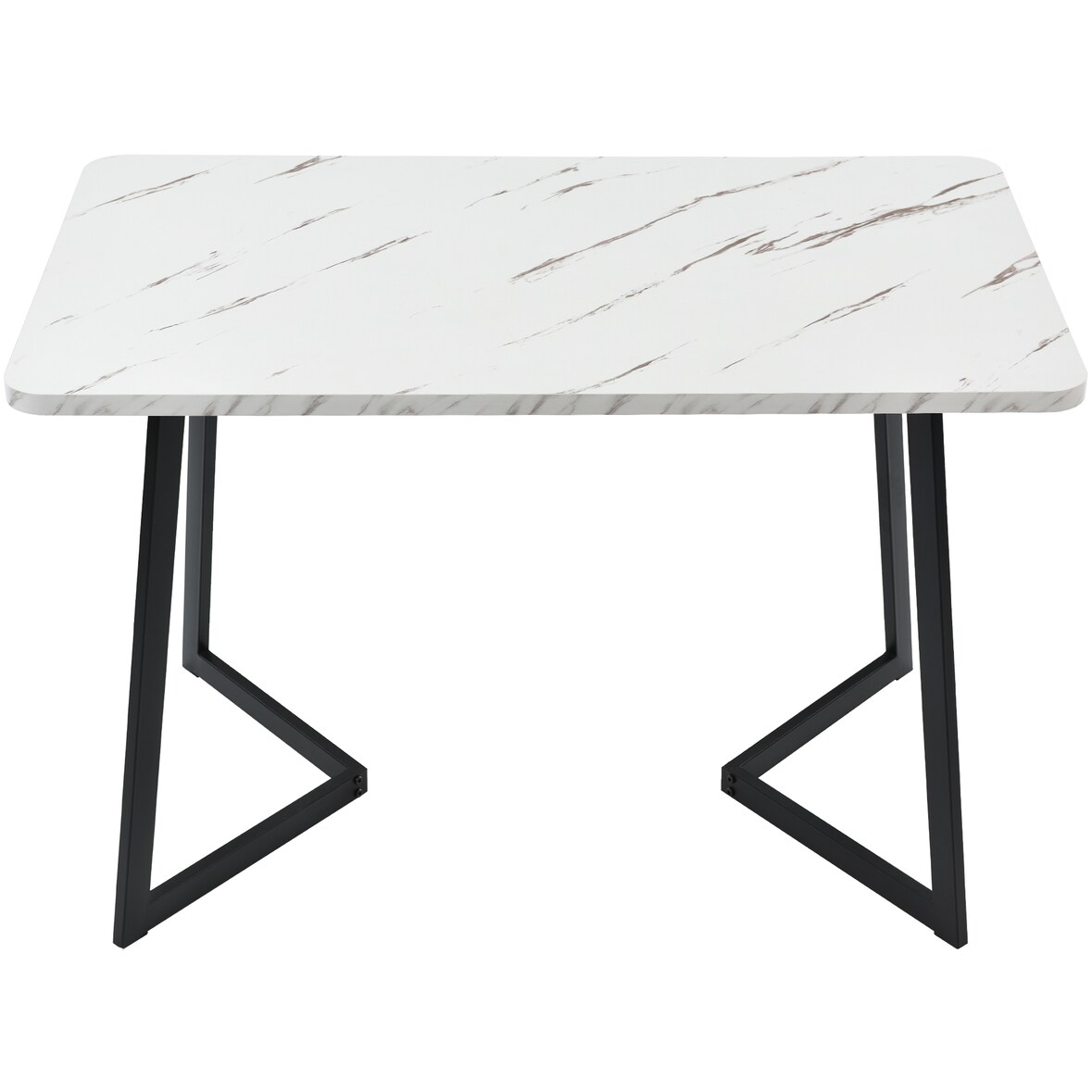 Merax 117x68cm Esstisch,(1-St), Gestell aus Metall Rechteckiger Esstisch aus Moderner Marmormuster Küchentisch Schwarz /Weiß