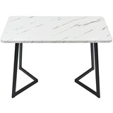 thumbnail of Merax 117x68cm Esstisch,(1-St), Gestell aus Metall Rechteckiger Esstisch aus Moderner Marmormuster Küchentisch Schwarz /Weiß