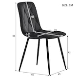 thumbnail of Esszimmerstuhl 4er Set Samt Schwarz 86x46x43 cm mit Fischgrätenmuster Polsterung und Rückenlehne, Metallbeine, modern für Küche Büro