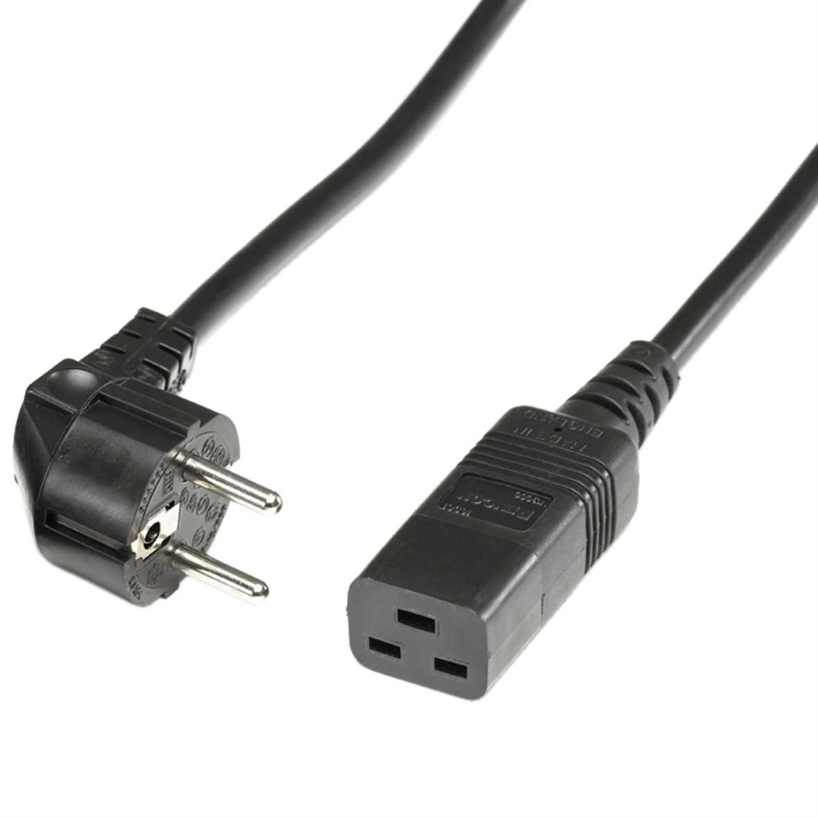 BACHMANN Netzkabel Schutzkontakt - IEC320-C19 16A/250V, unverpackt, schwarz, 2 m