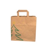 thumbnail of 250 Papiertragetaschen Weihnachten "Tanne & Sterne" 26+17x25cm braun 70g/m²