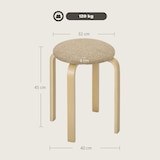 thumbnail of HOMCOM juego de 4 taburetes apilables taburetes redondos de madera con asiento acolchado para cocina comedor dormitorio oficina caqui y natural