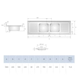 thumbnail of Fregadero Industrial dos senos y dos escurridores INOX de gran capacidad 1800x600x250mm