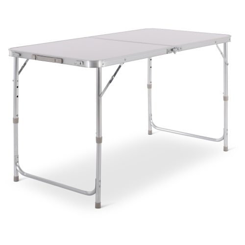 Klapptisch, 3-fach höhenverstellbar, klappbar, Falttisch 120 x 60 cm, Weiß, Raburg Lukas