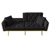 thumbnail of Schlafsofa 175x80 cm aus Samt mit verstellbarer Rückenlehne – elegantes Design für Wohnzimmer und Gästezimmer Schwarz